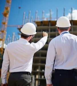 Two men at a construction site. 